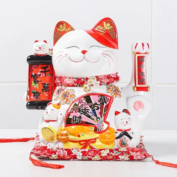 13 Инча Творчески Керамични Щастлив Котка Украшение Голяма Японски Стил На Картун Котка Украса Касов Тезгяха Украса Откриването На Подарък