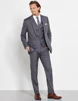 2018-Нови Маркови Смокинги, за да оформите поръчка, Мъжки костюми, Костюми на Младоженеца с изрезки, Мъжки рокли, за най-добър мъжки дрехи (Яке + Панталон + вратовръзка + Жилетка)