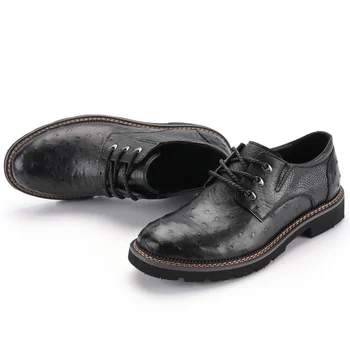2021 Мъжки висококачествени дизайнерски обувки от страусиной на кожата; луксозни маркови модни обувки Martin в британския стил; Нескользящие и износоустойчивост