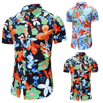 2022 Лятна нова мъжка риза с къси ръкави, тенденция еластична, дигитален печат, плюс торове, големи размери, риза с къси ръкави и цветен модел