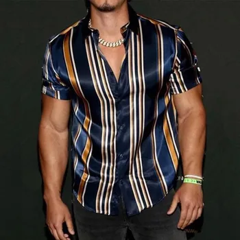 2022 Лятна Нова Мъжки Реколта Риза На Райета, Модни И Ежедневни Луксозна Риза С Къс Ръкав, Хавайски Ризи За Мъже, Blusas Camisa Masculina