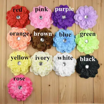 30ШТ 11,5 см текстилен цвете за детска превръзка на главата САМ craft може да изберете цвят (HMF-44)