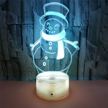 3D Снежен човек нощна светлина В 7 Цвята Мига Акрилни Коледа С Нощно USB Крек База Начало Декор Led Лампа