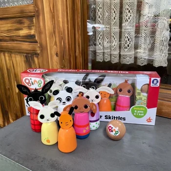 Bing Rabbit Топка За Боулинг и Детска Дървена Играчка за Игра на закрито Взаимодействието на Родителите и на децата, Подарък За Рожден Ден Подарък за Коледа
