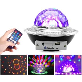 Bluetooth НЛО Въртящи се цветни магически топка 12 W Дискотека Сценична атмосфера светлина bluetooth Високоговорител KTV/Танц/Вечер черен/бял
