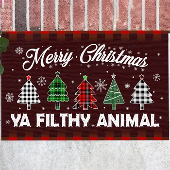 CLOOCL Коледни Подложки 3D Графичен весела Коледа Ya Мръсен Подложка За Животни Забавен Коледен Подложка За Улици И Помещения