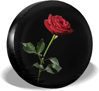 Delumie One Red Rose Калъфи За Гуми, Резервна гума, Защитни Калъфи За резервна гума, Защита От Атмосферни Въздействия, Къмпинг, Честит Къмпинг, Каравана, Suv, Камион