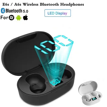 E6S/A6S TWS Безжични Bluetooth Слушалки Стерео Спортни Led Дисплей Водоустойчив Bluetooth Слушалка със Зарядно Устройство