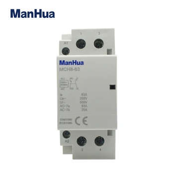 ManHua MCH8-63 2P 63A 220/230V 50/60 Hz Din-рейк Домакински Модулен контактор за променлив ток