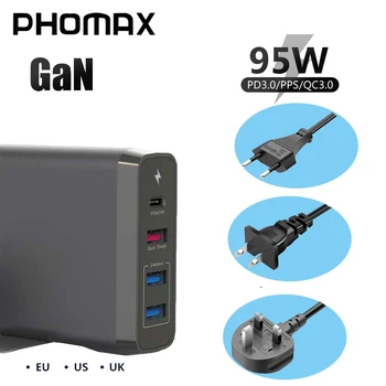 PHOMAX ЕС/САЩ/Великобритания Включете 95 W C USB PD Зарядно Устройство 4 Порта Висока Мощност Power Bank Адаптер За iPhone и Android Лаптоп Ipad Аксесоари За Телефони