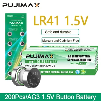 PUJIMAX 200 бр./лот опаковка от 1,5 Бутон Монета Клетка Анти-теч LR41 392 Алкална Бутон Батерията Продължително Време на Съхранение За Часа Калкулатор