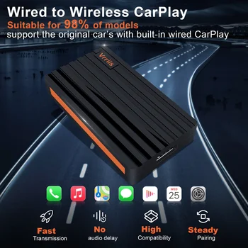 Vrriis Apple Wireless CarPlay Преобразува жични в безжичен адаптер Carplay/ Type C за Audi Benz Mazda Volkswagen Volvo от Ford Honda