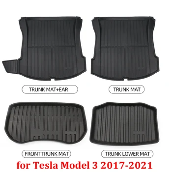Авто TPE Подложка За Багажника Tesla Модел 3 Задни задвижващи колела Багажника Подови Възглавници Калъф Кутия За Съхранение на Защитни Облицовки на Товарен Тава Аксесоари