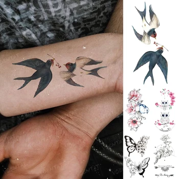 Водна Прехвърляне на Временна Татуировка Стикер Лястовицата е Птица 3D Реалистична Сладка Татуировка на Животното, Жена, Мъж, Дете, Дете Ръка Боди Арт Фалшива Татуировка