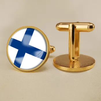 Герб Финландия Карта, Флаг Финландия Национална емблема на копчета за Ръкавели