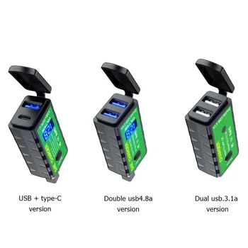 Двойно USB Зарядно Устройство за Мотоциклет 12 SAE към USB Адаптер Водоустойчив Бързо Зареждане с Превключвател за Включване/Изключване за Мобилен Телефон на Мобилен Телефон GPS