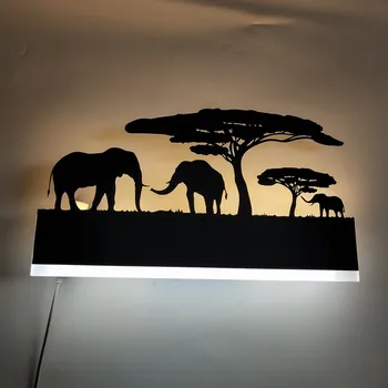 Европейски Стил Хотел, с монтиран на стената Лампа Модерен Минималистичен Спалня, Нощно Шкафче Слон Животни Карикатура Творчески Ковано Желязо Украса LED
