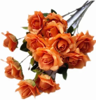 Едно Дълго Стъбло Изкуствена Роза 3 Глави Изкуствена Есенна Роза Цвете Клонка за Сватбени Централните Цветни Орнаменти