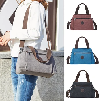 Ежедневни дамски холщовая чанта в стил ретро, Новите Дамски чанти за едно рамо, на Женската чанта-месинджър Голям капацитет, с множество офиси, Чанти