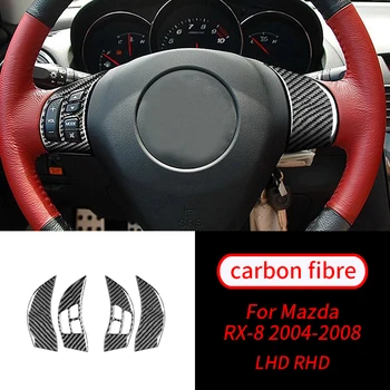 За Mazda RX-8 2004-2008 4 бр. От този въглеродни влакна Вътрешна Украса Бутоните на волана и Аксесоари за интериора на колата