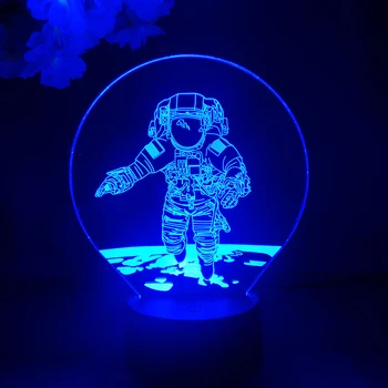 За кацане На Луната Астронавт 3D Визуален лека нощ за Деца Украса на Детски Спални Креативен Коледен Подарък Led Сензорна Лампа Планета