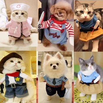 Забавен домашен любимец трансформация дрехи вертикална котка коледен главоболие костюм дрехи за кучета