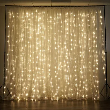 Завесата падне осветява 6Mx3M 600Leds String Light За Празнична Коледна Украса Топло Бяло/Бяло