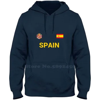 Испанска риза - Майк с Флага на Испания по Футбол - Футболна Hoody с дълъг ръкав Ежедневни Hoody
