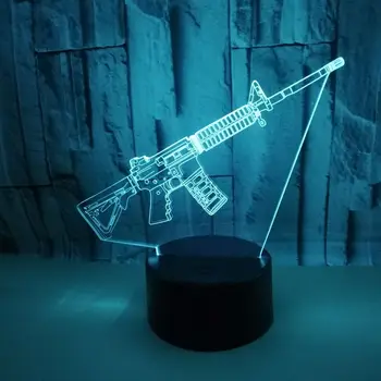 Картечница 3D Украса За Спални Led Армейски Фен Оръжие лека нощ USB Детски Подарък Тъчпад Неонова реклама