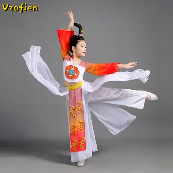 Китайски Традиционен Танцов Костюм, Страхотна Народно Рокля, Бебешки Дрехи за Момичета, Фен Янко, Танцови, Чадър Квадратен Танц за Изпълнения