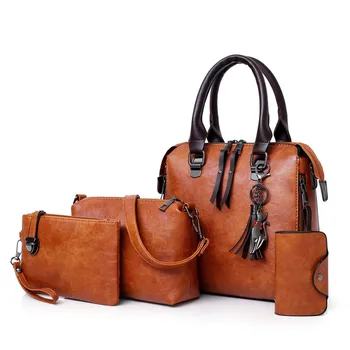 Комплект От четири обекта, Дамски Чанти, Изкуствена Кожа, ретро Съставна Чанта През Рамо, Луксозна Дизайнерска Чанта, Нова Чанта