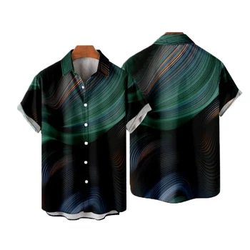 Летни Нови мъжки Ризи с къси ръкави, Ежедневни Тенденция на Тениски с 3D Дигитален Печат, широки Ризи с Къс ръкав, Мъжки Блузи