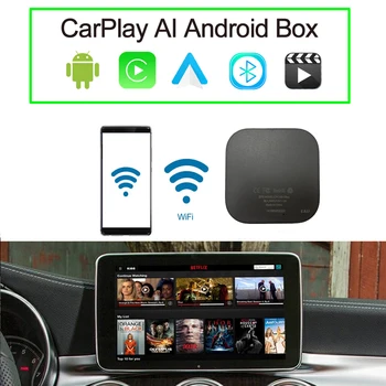 Мини Applepie Android AI BOX Youtube, Spotify и Netflix Дисплей Google Карти, Онлайн Навигация Androidauto Забавление за автомобили