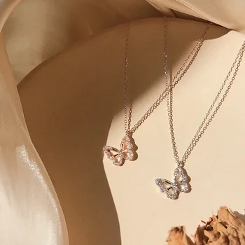 Мода Циркон Пеперуда Чар Висулка Колие Колие Сватбени Бижута За Жени dz743