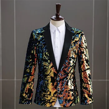 Модерен мъжки костюми, блейзери с пайети, с костюм в стил ретро копчета, темпераментна тънък нов по-ярък цвят, очарователен takim elbise erkek