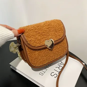 Модерна дамска чанта, Малка Квадратна чанта 2021, в Есенно-зимната Открийте Проста Плюшен чанта на Едно рамо, чанта-месинджър