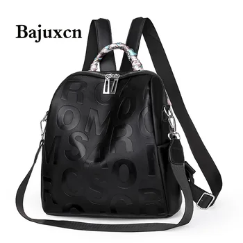 Модерни раници с релефни букви, марка дизайнерски дамски училищна чанта, черно 2021, нова мека кожена многофункционална чанта, чанта