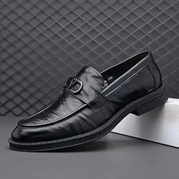Мъжки модел обувки от естествена кожа, бизнес мъжки ежедневни обувки Zapatos Hombre Chaussure Homme Sapatos Masculino, мъжки лоферы, обувки