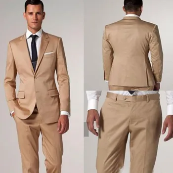 Най-новата разработка на terno masculino Мъжки костюм Homme Брак Мъжки костюми Каки с изрези на лацканах 4 бр. (Яке + панталон + вратовръзка + Шалче)