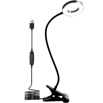 Нов USB Clip on Light Регулируема 48 Светодиодна Настолна Лампа с 3 Цветови Режими 10 Яркостей Защита на очите Книгата Скоба за Светлина на 360 °