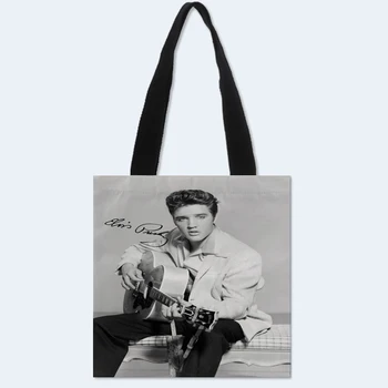 Нова изработени по поръчка холщовая чанта-тоут с принтом Елвис Пресли, удобна чанта за пазаруване, дамска чанта, студентски чанта, Индивидуален вашия начин