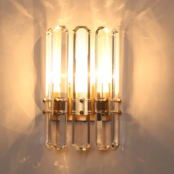 нови модерни кристални стенни лампи блясък wandlampen AC110V 220v златен монтиран на стената лампа за спални, хол, осветление