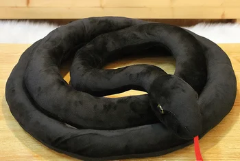плюшен креативна играчка-змия от реалния живот, мека дълга черна кукла-змия, подарък от около 180 см