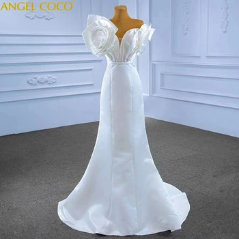 Секси Сватбени Рокли на Русалка, Без Ръкави За Жени 2022 Рокля на Булката Сватбена Атласное 3D Цвете Луксозна Сватбена Рокля robe de mariée