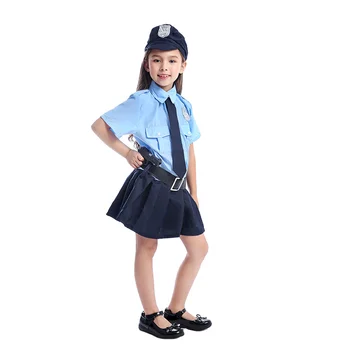 Сладки Момичета Малък Полицейски Полицай Време На Игра Cosplay Униформи Децата Готин Костюм За Хелоуин