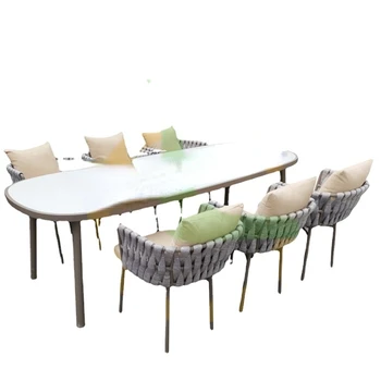 Съвременен уличен стол и маса изработени ръчно тъкани ресторант градински комплекти от ратан трапезария комплекти