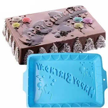 Форма За Торта за рожден Ден, Термостойкая Мека Правоъгълна Форма За Торта, на Силиконова Форма За Печене Форма За Украса на Торта, Инструмент За Украса на Тортата