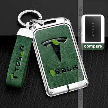 Цинк Сплав Авто Дистанционно Ключ С Пълно Покриване На Носене На Ключодържател За Tesla, Модел 3 Y Държач За Карти Защитно Покритие Ключодържател Автомобилни Аксесоари