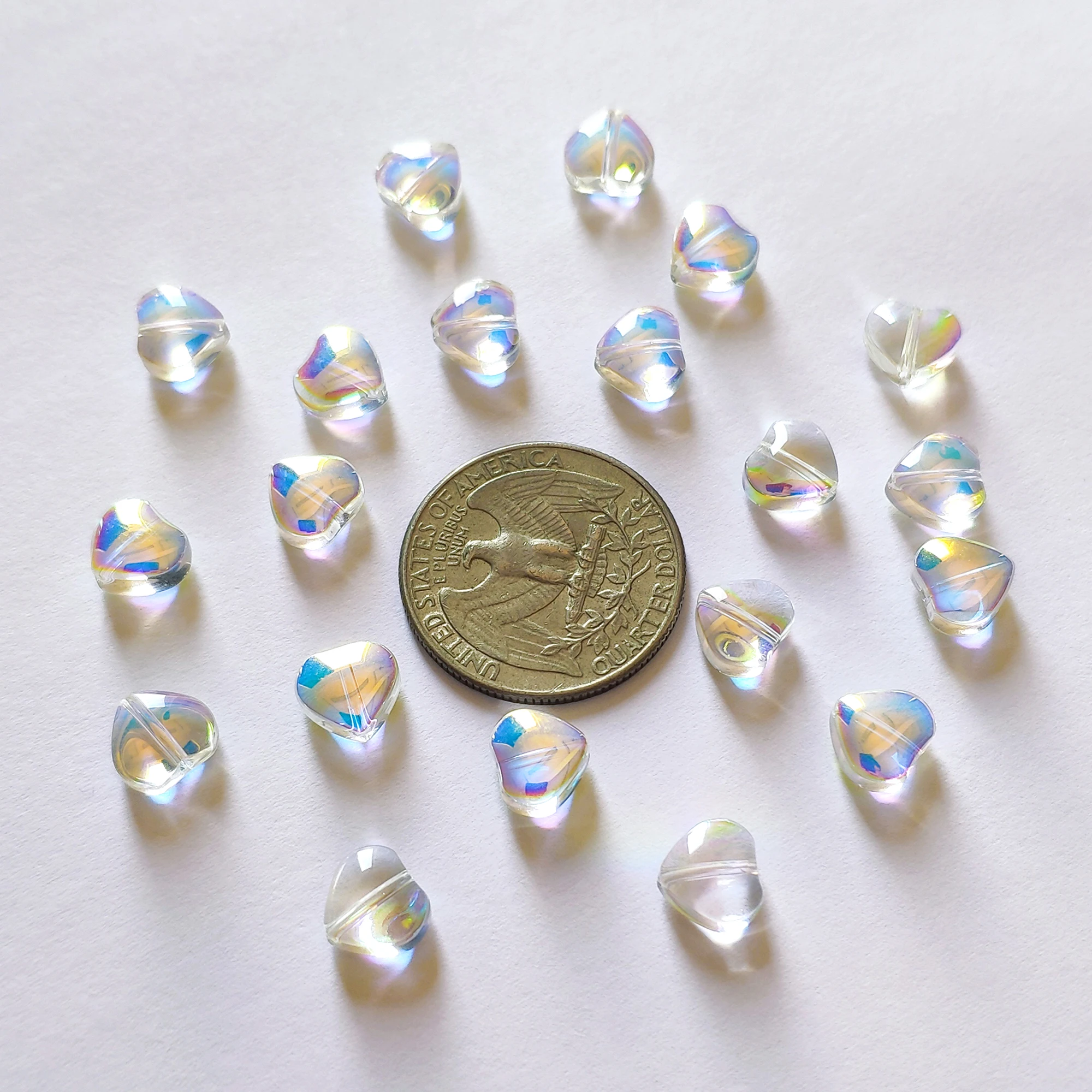 20pcs Разнообразни Кристални Мъниста във формата на Сърце 10 мм, Блестящи Стъклени Висулки във формата на Сърце (TS-125)