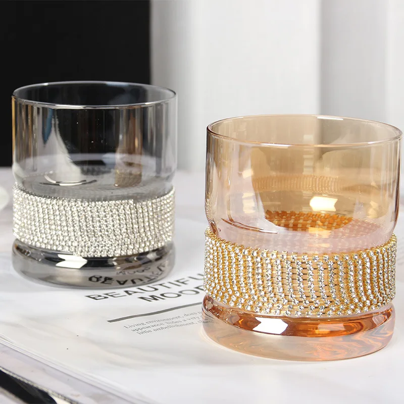 Ins стил диамантен кристал увит в диамантен кристал стъкло чаша за салата, Чаша За Шампанско чаша за сладолед диамант комплект чаша за алкохол и алкохолни напитки